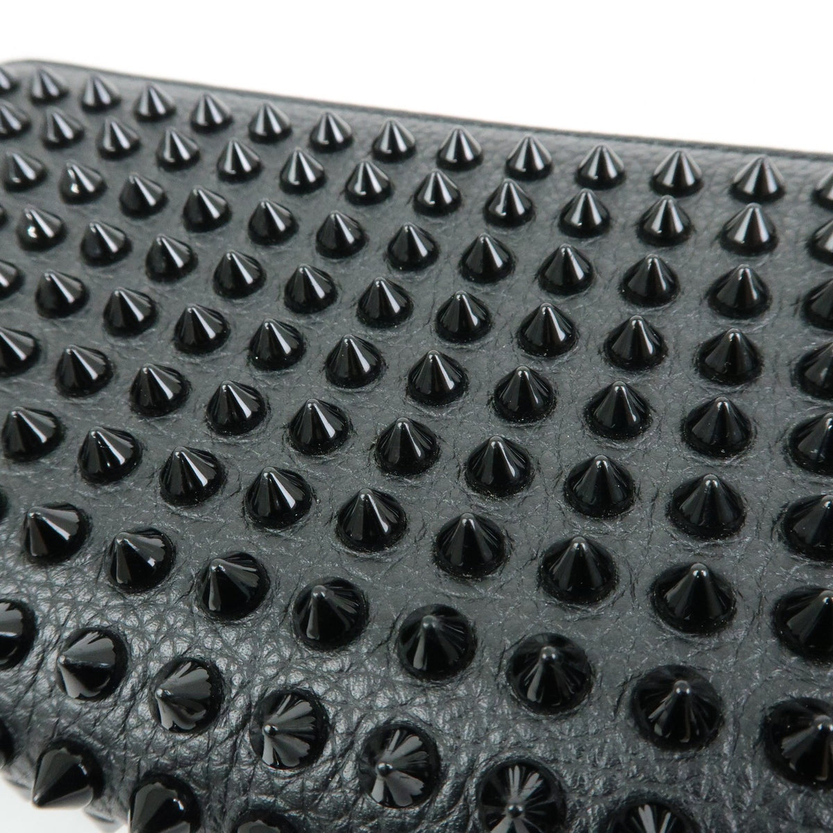 Christian Louboutin Panettone Spiked Leather, Black, Leather, Wallet