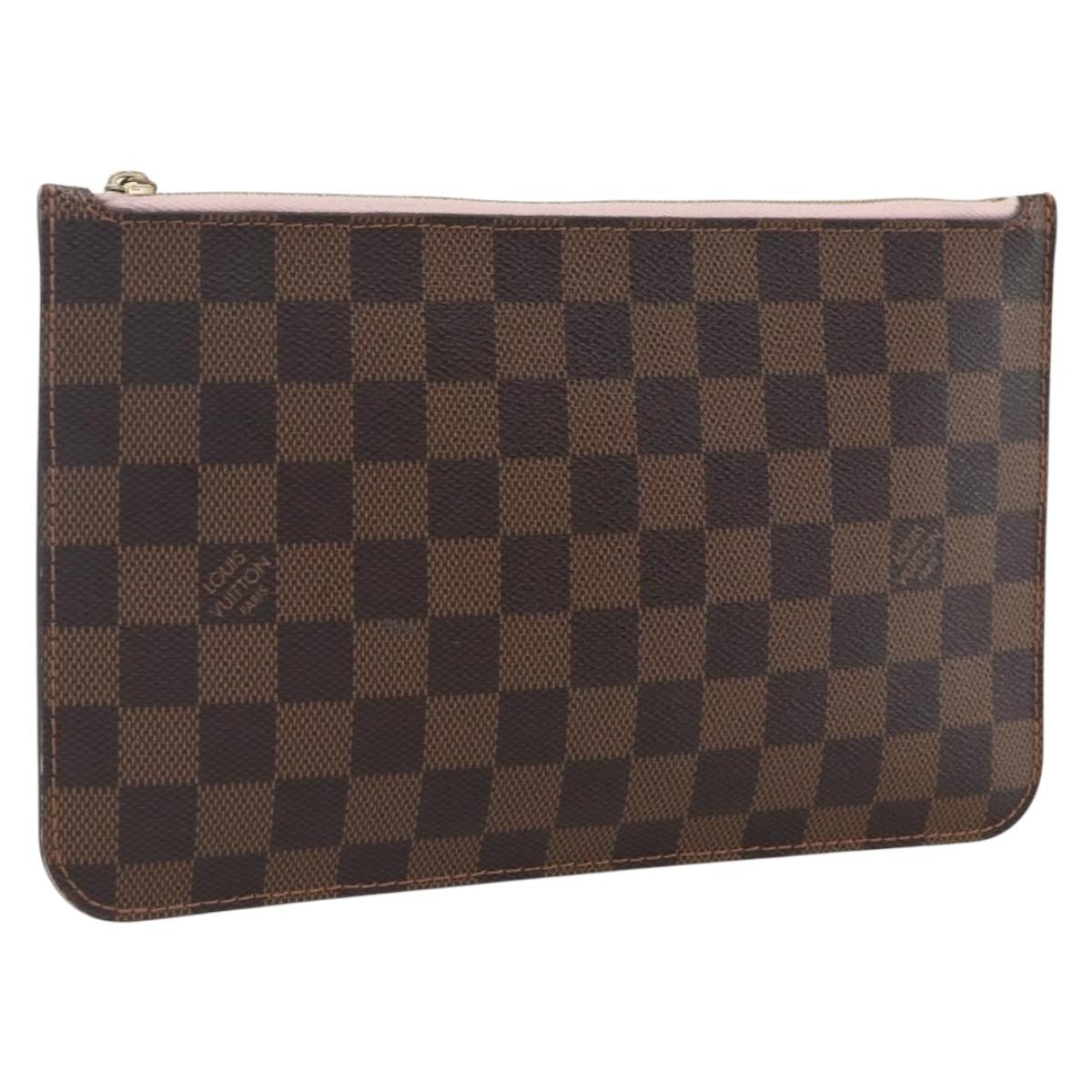 Louis Vuitton Neverfull Pochette Damier Ebene, Brown, Canvas, Clutch