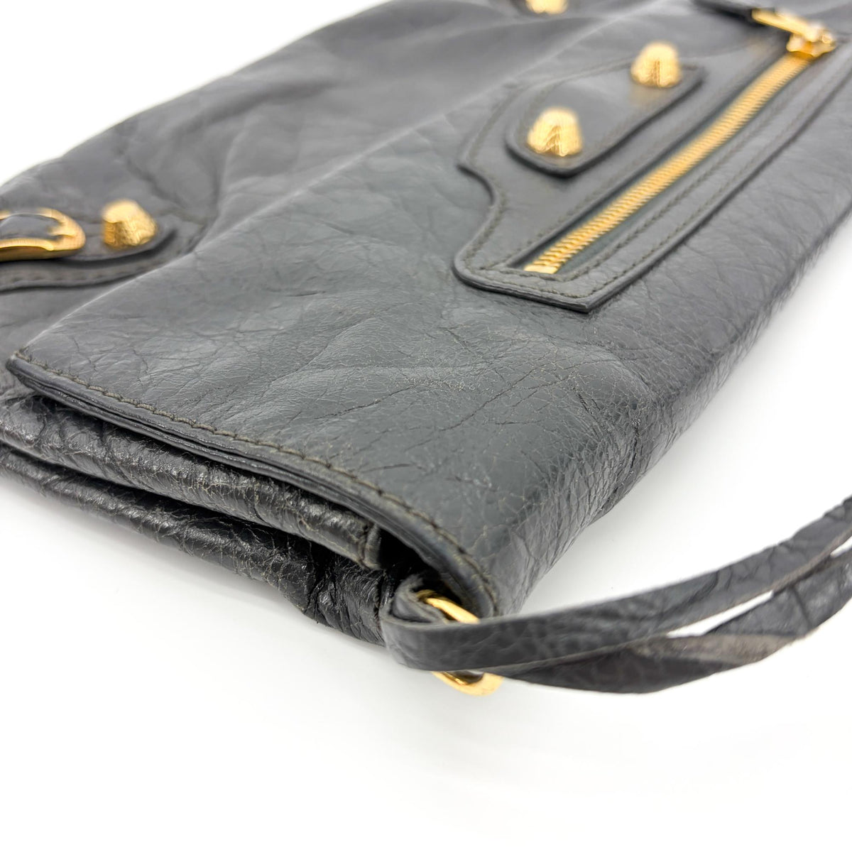 Balenciaga Giant Studs Envelope Clutch Leather, Black, Leather, Clutch