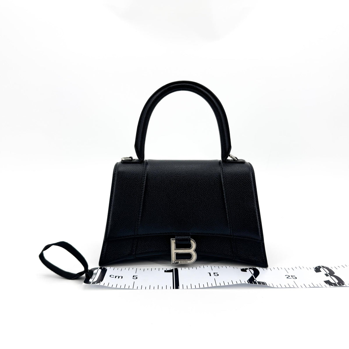 Balenciaga Hourglass Top Handle Leather, Black, Leather, Handbag