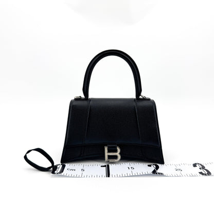 Balenciaga Hourglass Top Handle Leather, Black, Leather, Handbag