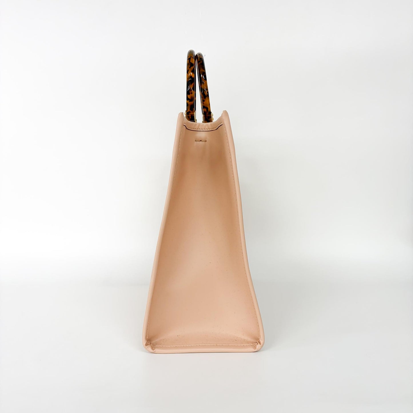 Fendi Sunshine Shopper Tote Whipstitch Leather, Pink, Leather, Tote Bag