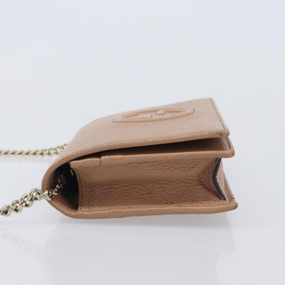 Gucci Soho Wallet on Chain Leather, Beige, Leather, Shoulder Bag