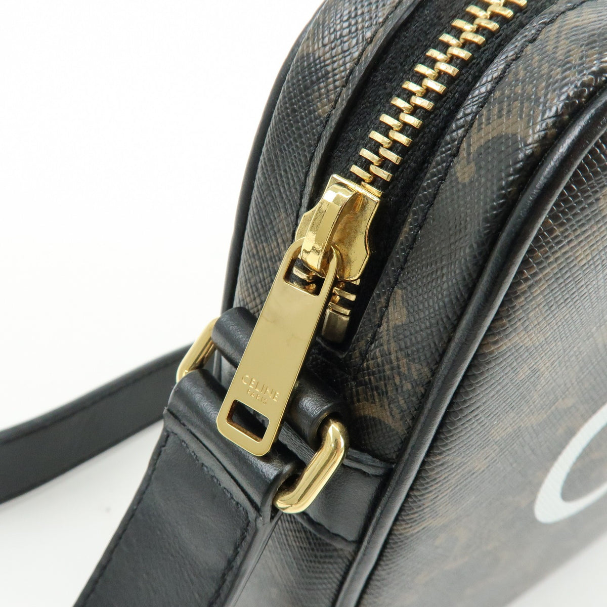 Celine Logo Messenger Triomphe Coated Canvas, Brown, Canvas, Handbag