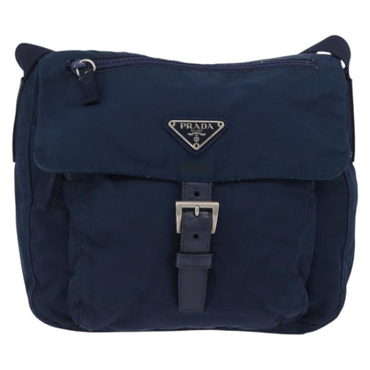 Prada Buckle Messenger Tessuto, Navy, Nylon, Handbag