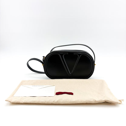 Valentino Garavani VLogo Walk Leather, Black, Leather, Crossbody Bag