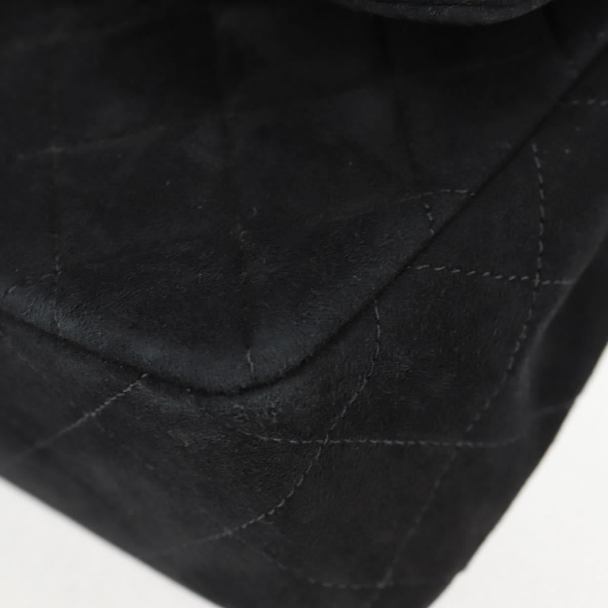 Chanel Vintage Classic Double Flap Bag Quilted Suede, BLACK, SUEDE, Handbag