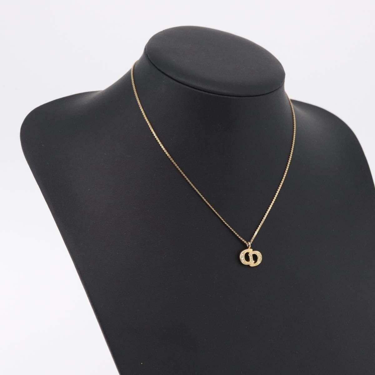 Christian Dior Vintage CD Pendant Metal with Crystals, Gold, Metal, Necklace