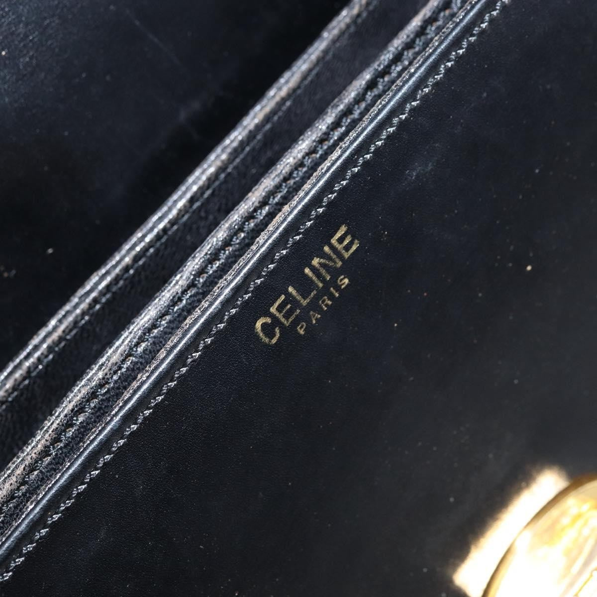 Celine Shoulder Leather, Black, Leather, Shoulder Bag