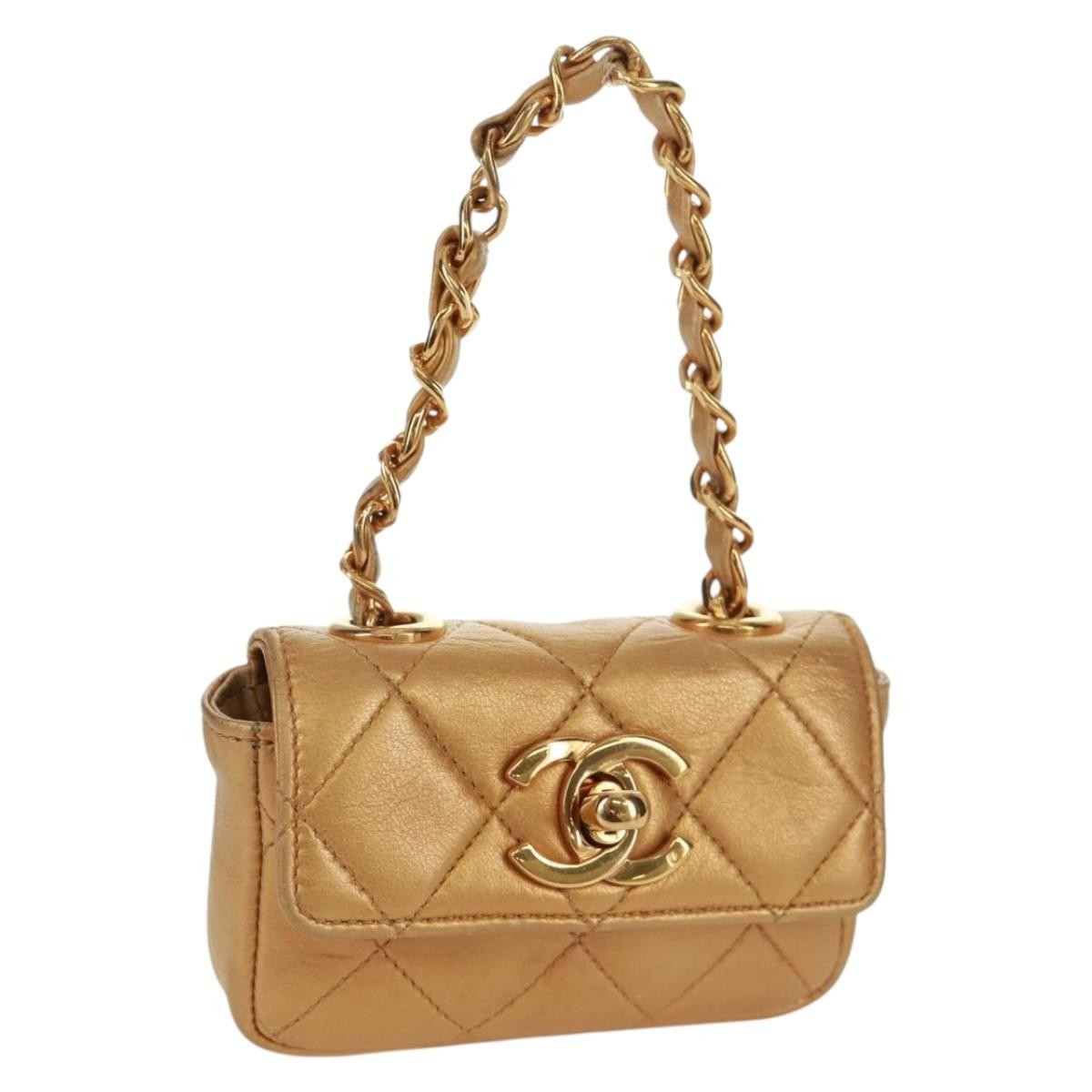 Chanel Classic Flap Charm Chain Belt Quilted Caviar, Gold, Leather, Handbag
