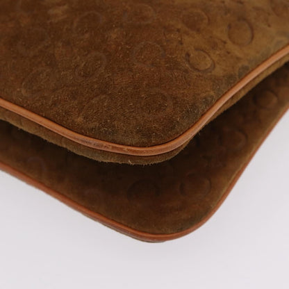 Celine C Macadam Shoulder Suede, Brown, Suede, Handbag