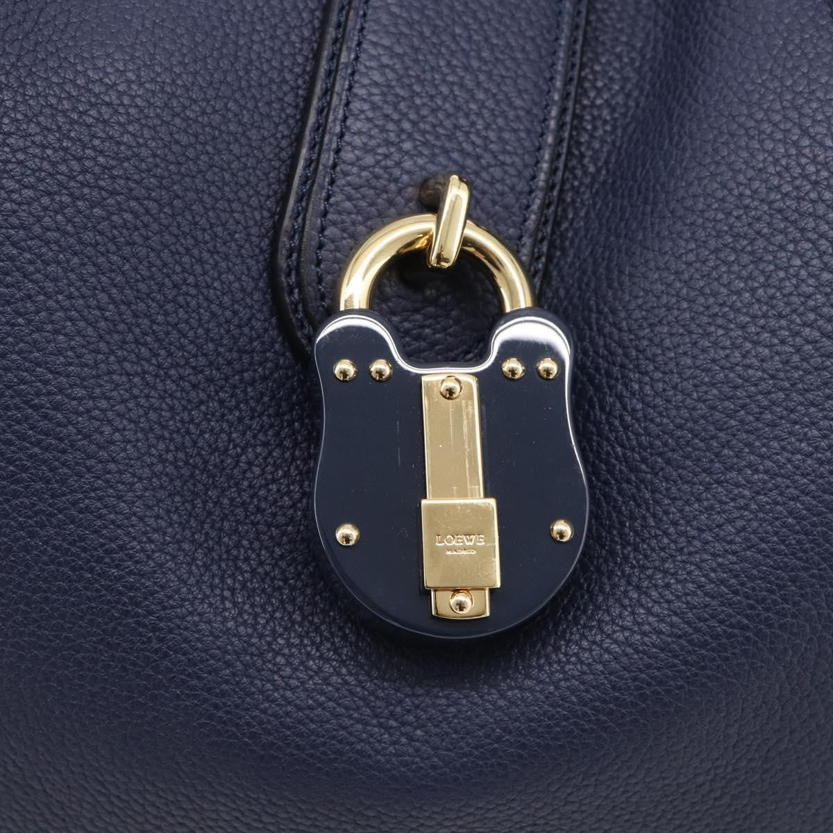 Loewe Calle Hobo Leather, Navy, Leather, Shoulder Bag