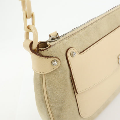 Salvatore Ferragamo Gancini Suede, Beige, Suede, Crossbody Bag
