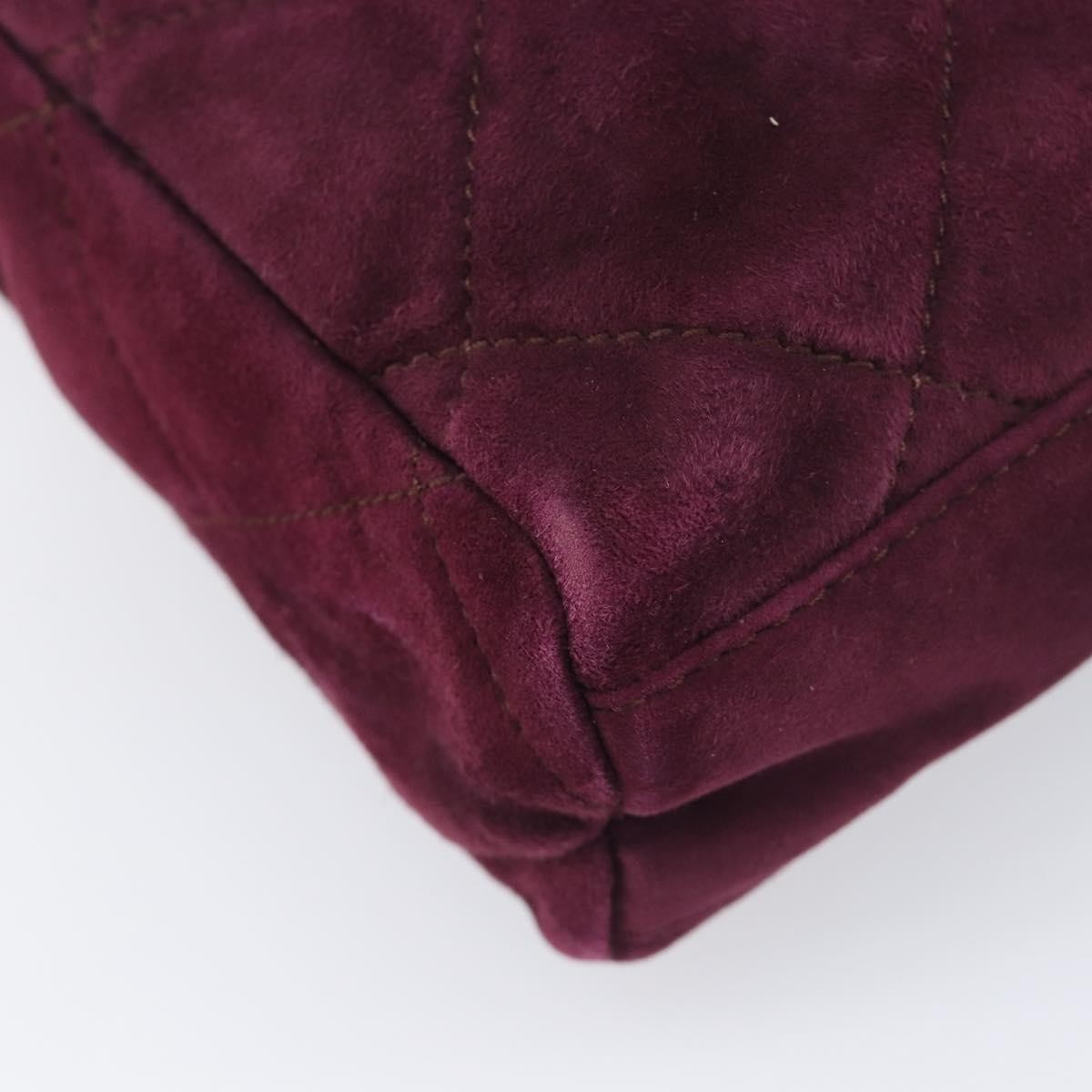 Prada Vintage Chain Flap Suede, Burgundy, Suede, Shoulder Bag