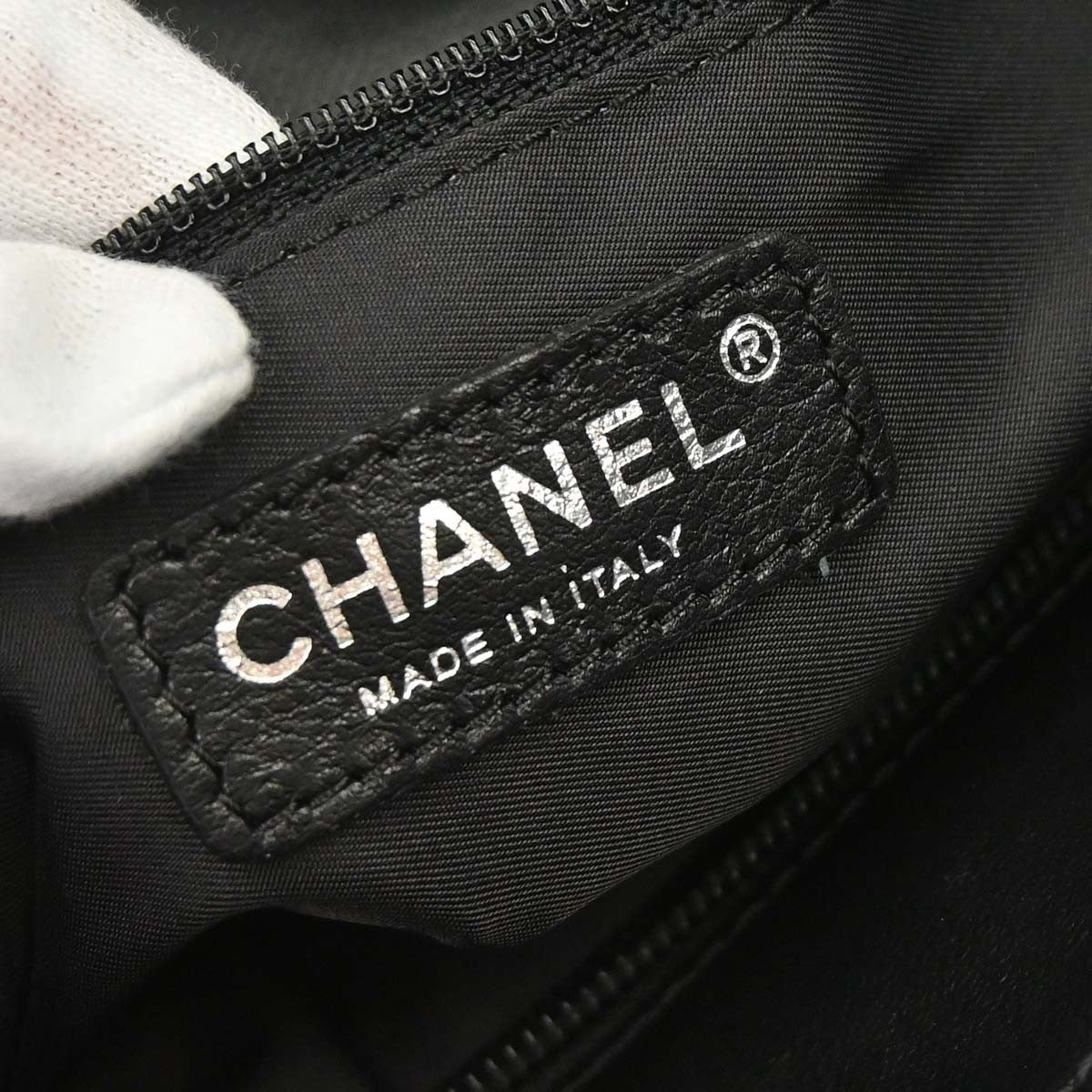 Chanel Biarritz Tote Quilted Coated Canvas, Black, Canvas, Tote Bag
