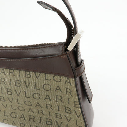 Bvlgari Logomania Canvas with Leather, Khaki, Canvas, Shoulder Bag