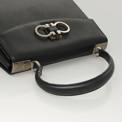 Salvatore Ferragamo Double Gancini Top Handle Saffiano Leather, Black, Leather, Handbag