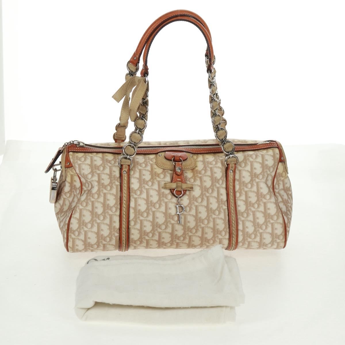 Christian Dior Vintage Trotter Romantique Boston Diorissimo Coated Canvas, Beige, Canvas, Handbag