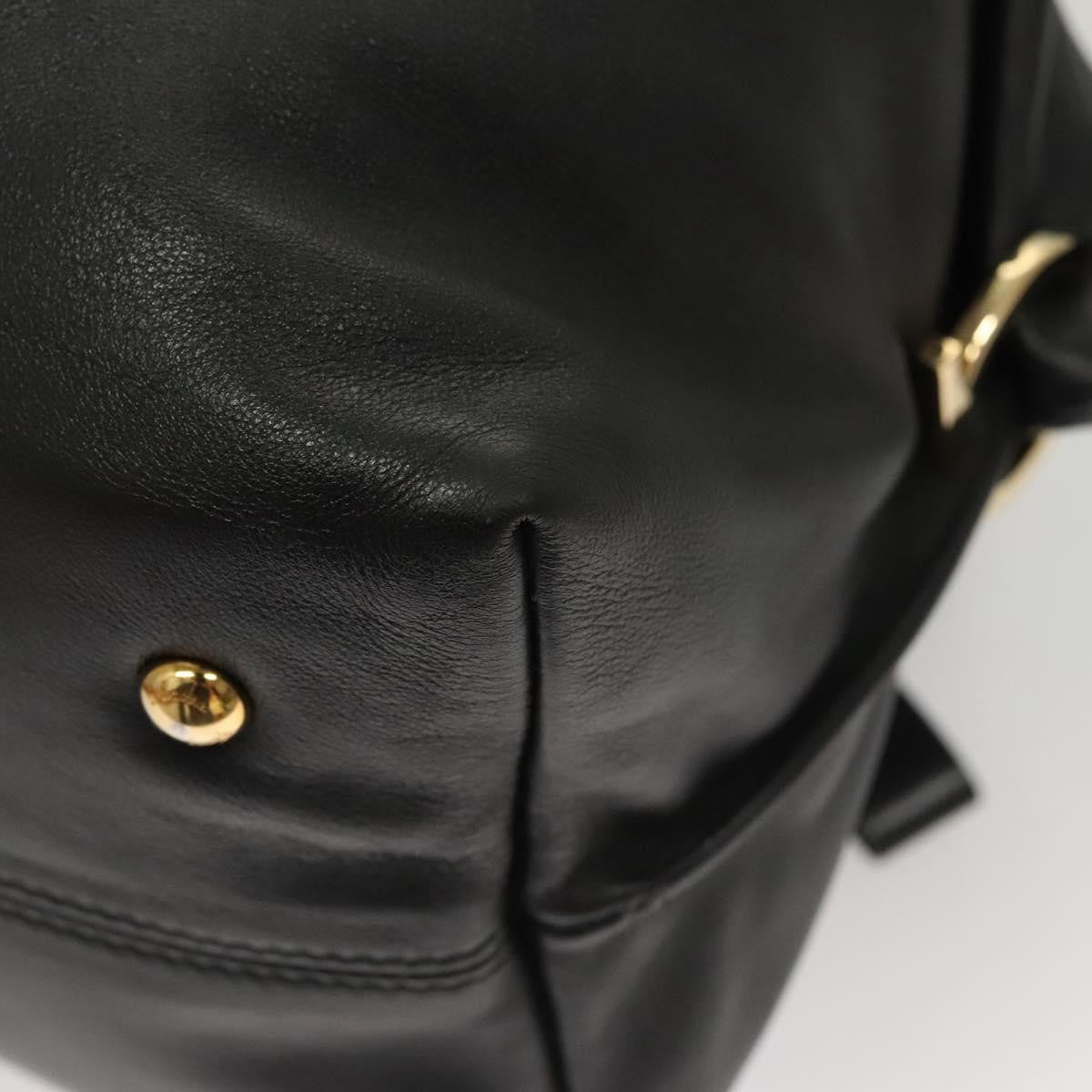 Salvatore Ferragamo Gancini Leather, Black, Leather, Handbag