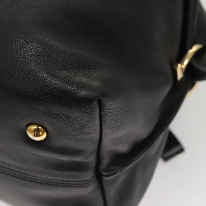 Salvatore Ferragamo Gancini Leather, Black, Leather, Handbag
