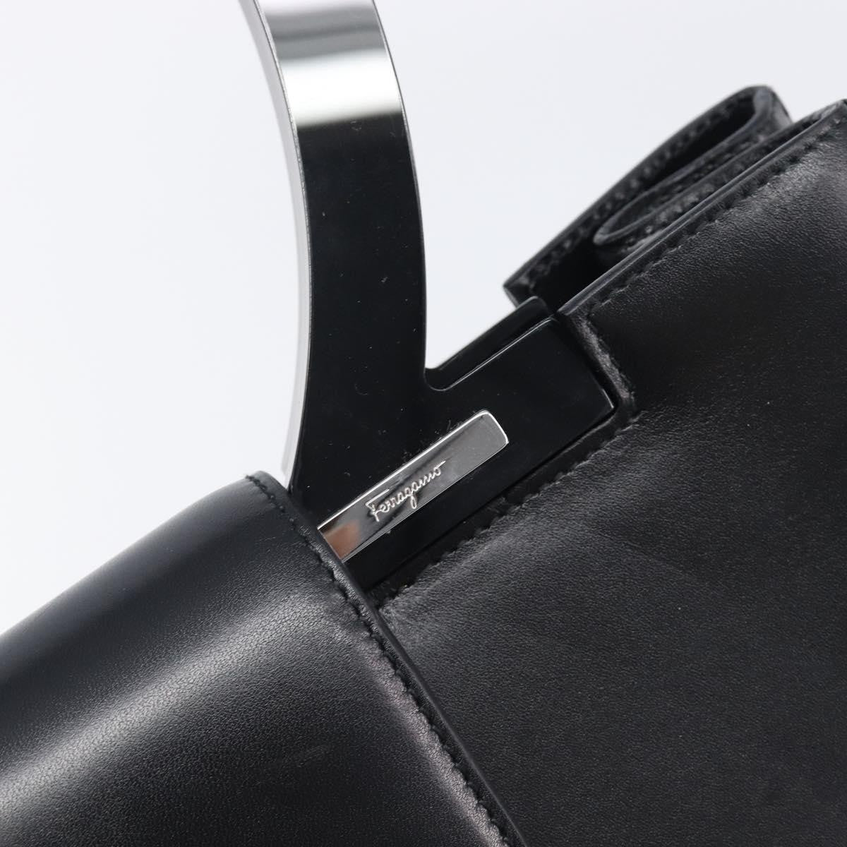 Salvatore Ferragamo Vintage Gancini Top Handle Leather, Black, Leather, Handbag