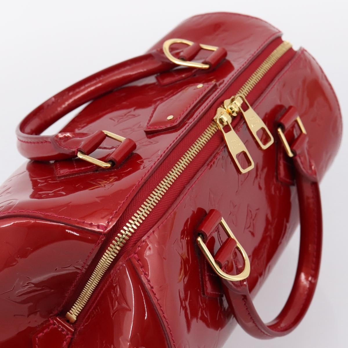 Louis Vuitton Montana Monogram Vernis, Red, Patent Leather, Handbag