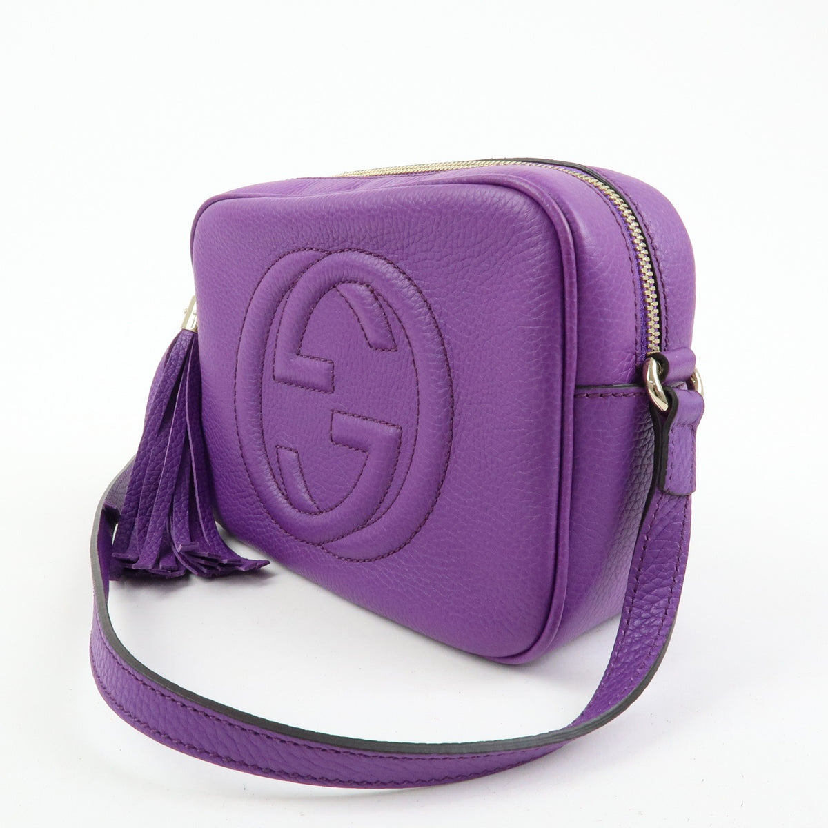 Gucci Soho Disco Leather, Purple, Leather, Crossbody Bag