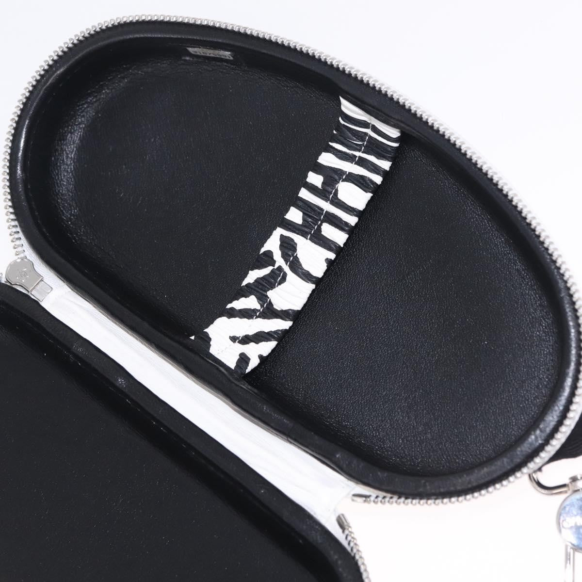 Chanel Coco Neige Zip Around Sunglasses Case with Chain Printed Leather, White, Leather, Sunglasses