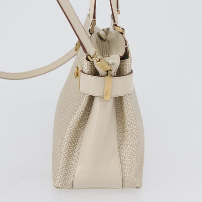 Salvatore Ferragamo Double Gancini Side Buckle Tote Leather, Beige, Leather, Handbag