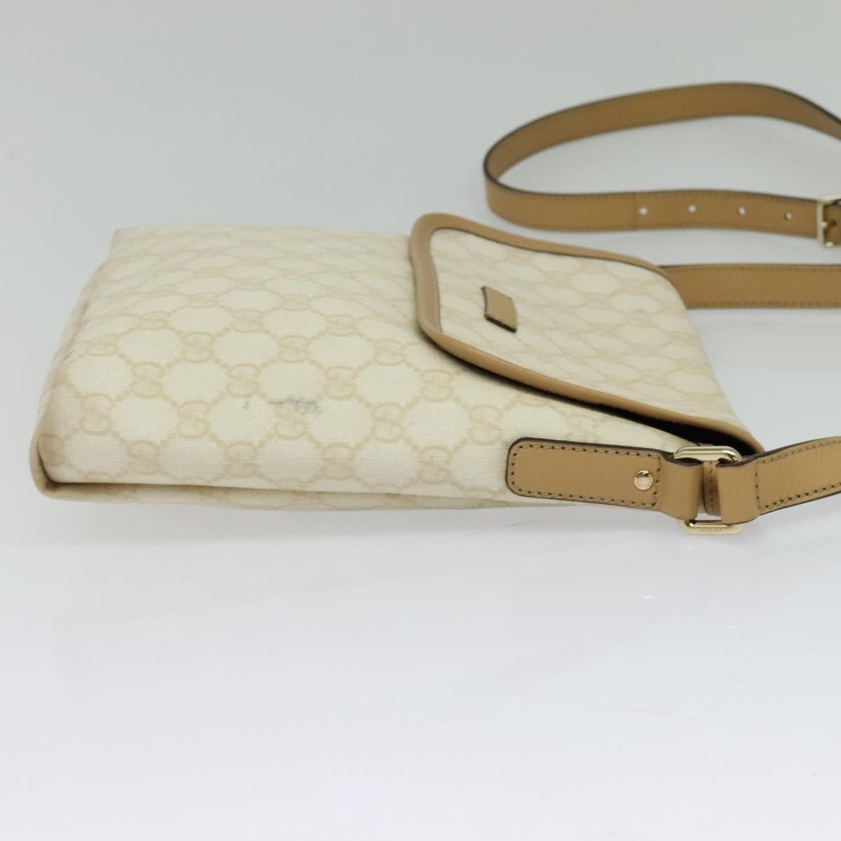 Gucci Flap Messenger GG Coated Canvas, White, Canvas, Shoulder Bag