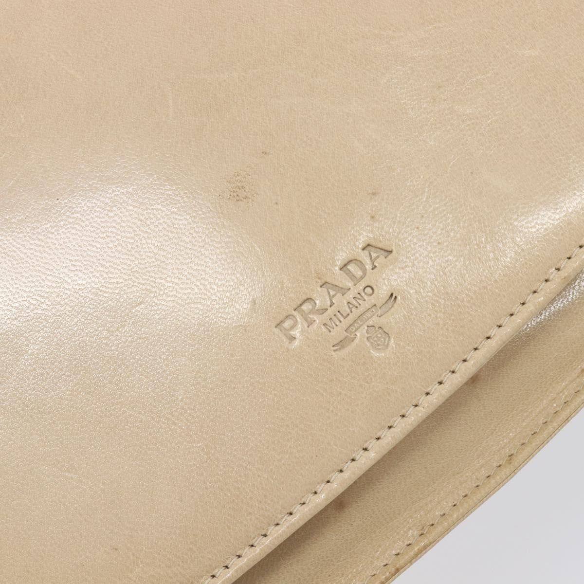 Prada Resin Chain Ruffle Flap Leather, Beige, Leather, Handbag