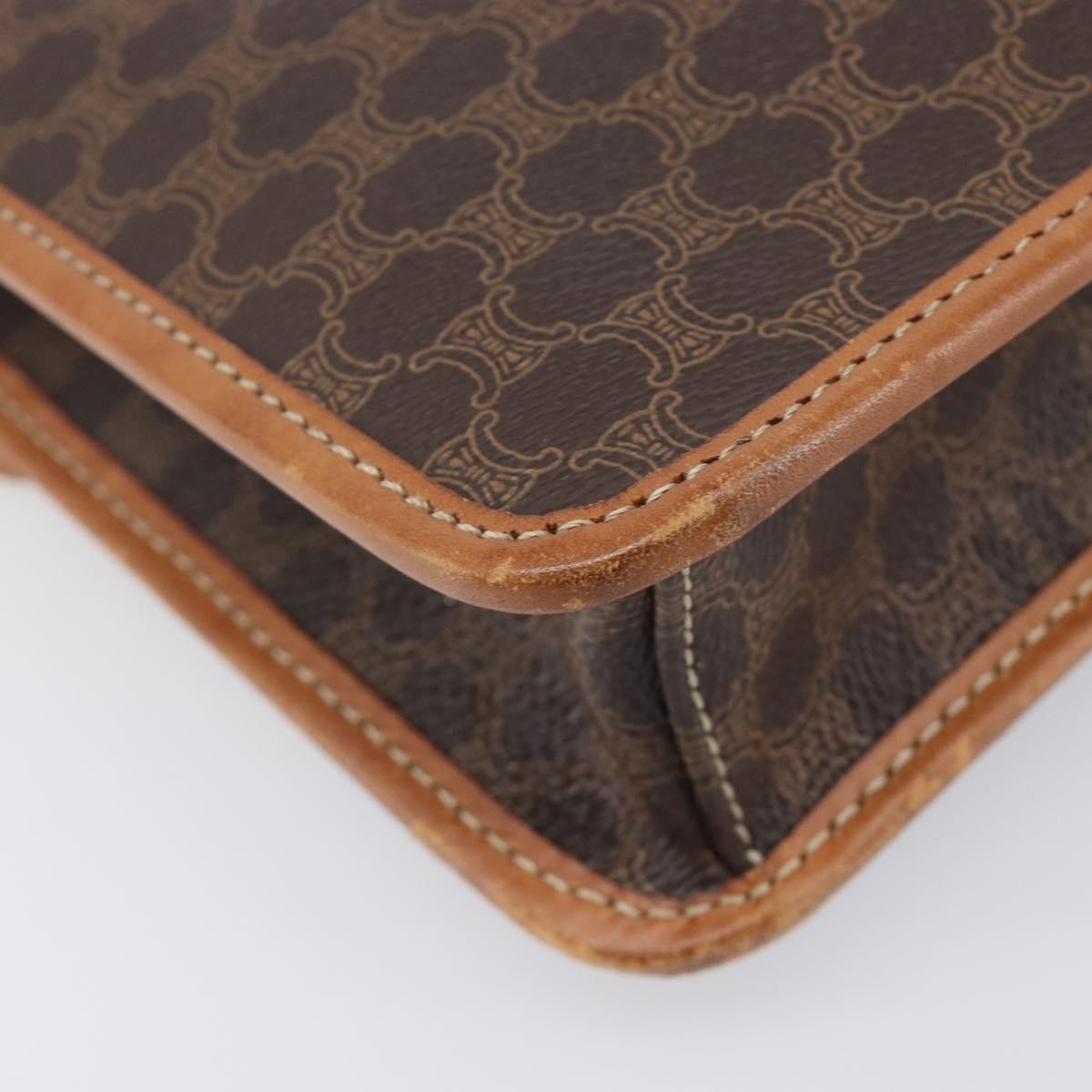 Celine Macadam Shoulder Canvas, Brown, Canvas, Crossbody Bag