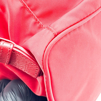 Prada Front Zip Drawstring Tessuto, Red, Nylon, Backpack
