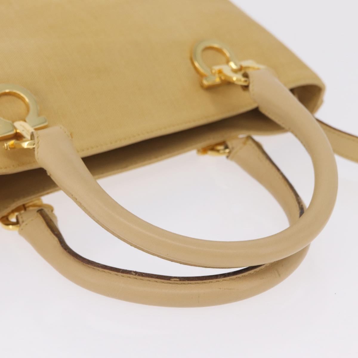 Salvatore Ferragamo Gancini Tote Canvas, Beige, Canvas, Tote Bag