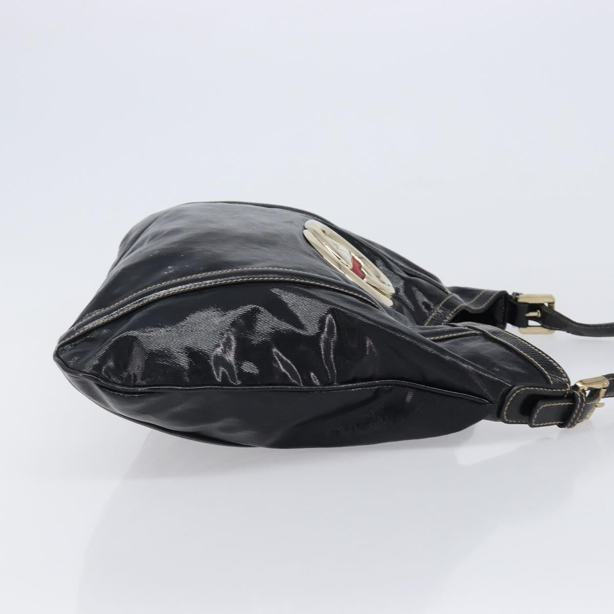 Gucci Britt Web Hobo Dialux Coated Canvas, Black, Canvas, Shoulder Bag