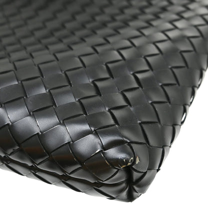 Bottega Veneta Intrecciato Shoulder Leather, Black, Leather, Shoulder Bag