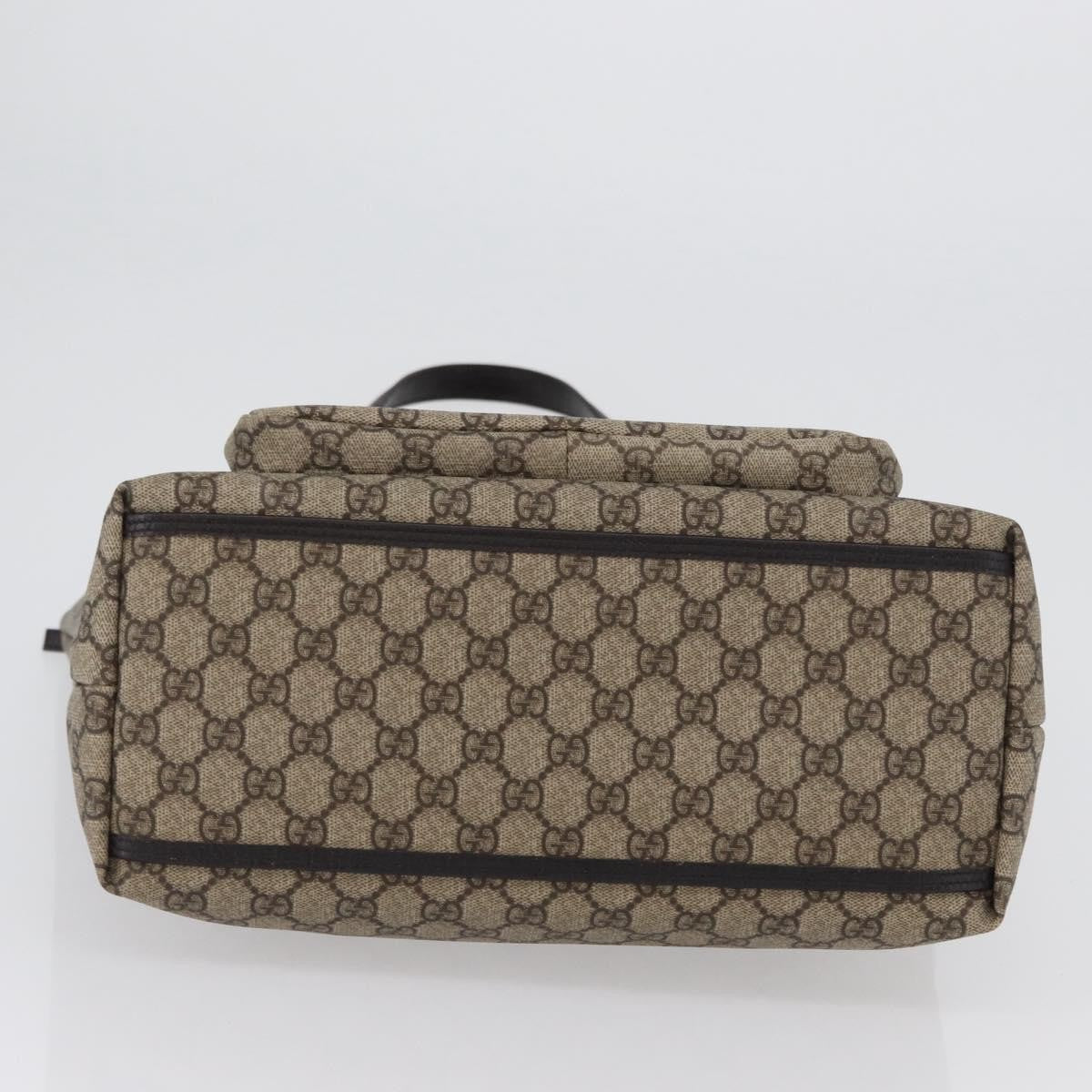 Gucci Vintage Front Pocket Tote GG Coated Canvas with Leather, Beige, Canvas, Tote Bag
