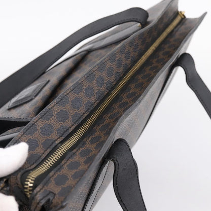 Celine Vintage Macadam Shopper Coated Canvas, Black, PVC, Tote Bag