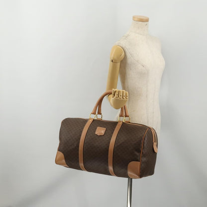 Celine Vintage Duffle Canvas and Leather, Brown, Canvas, Travel Bag