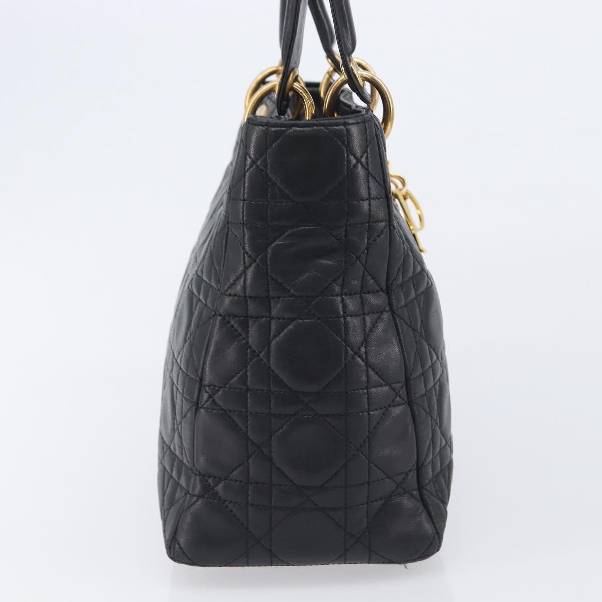 Christian Dior Vintage Lady Dior Cannage Quilt Lambskin, Black, Leather, Handbag