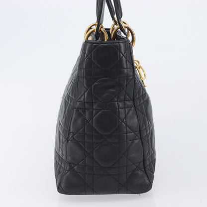Christian Dior Vintage Lady Dior Cannage Quilt Lambskin, Black, Leather, Handbag