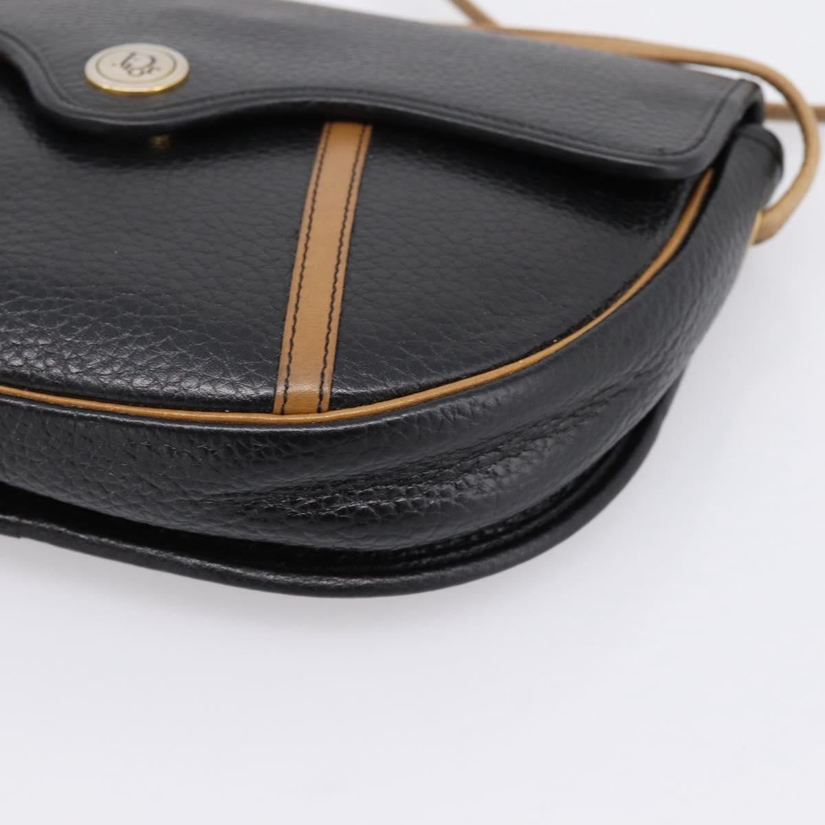 Christian Dior Vintage Flap Canvas, Black, Leather, Shoulder Bag