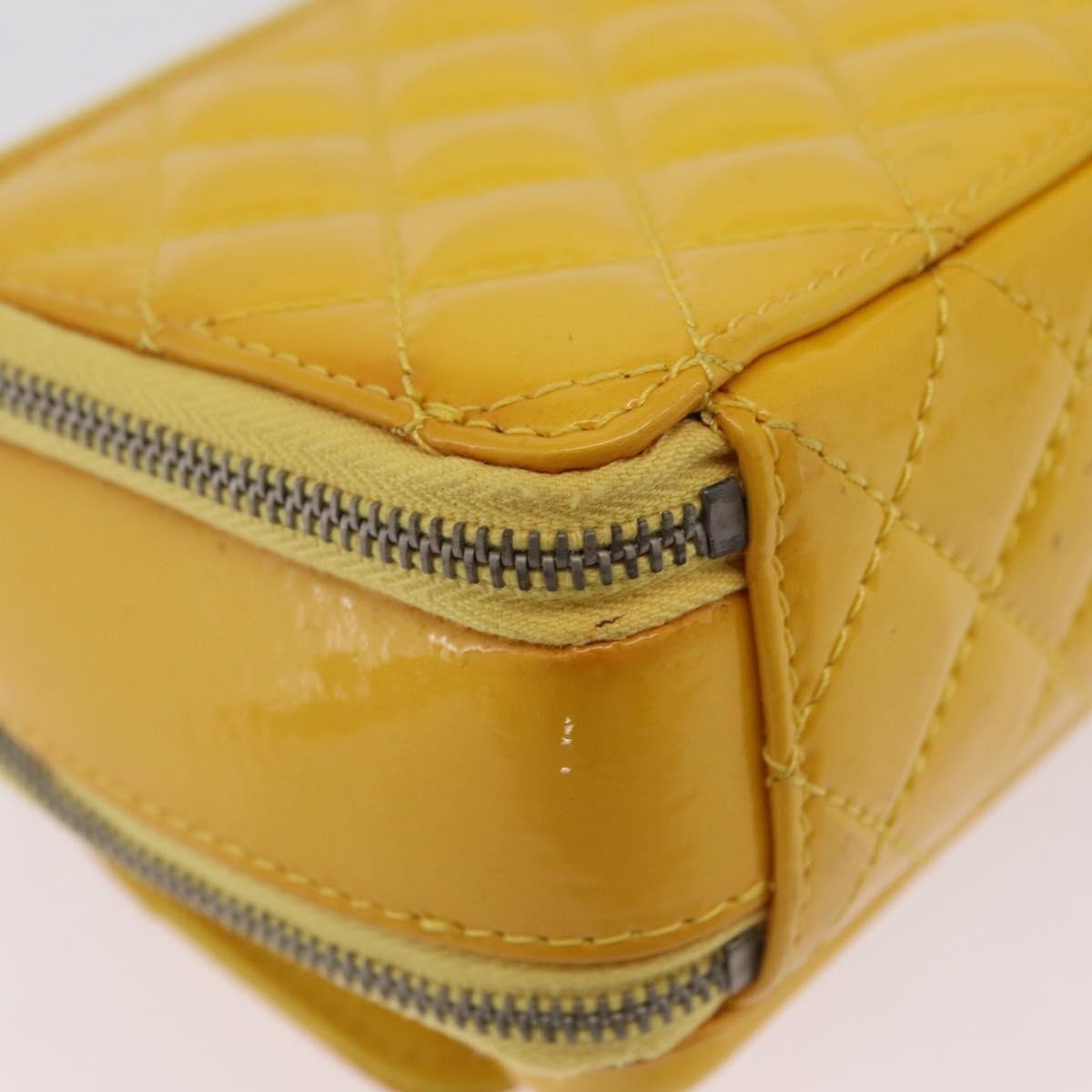 Chanel Pocket Box Camera Case Quilted Patent, Yellow, Patent Leather, Crossbody Bag