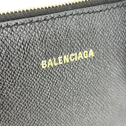 Balenciaga Logo Ville Leather, Black, Leather, Handbag