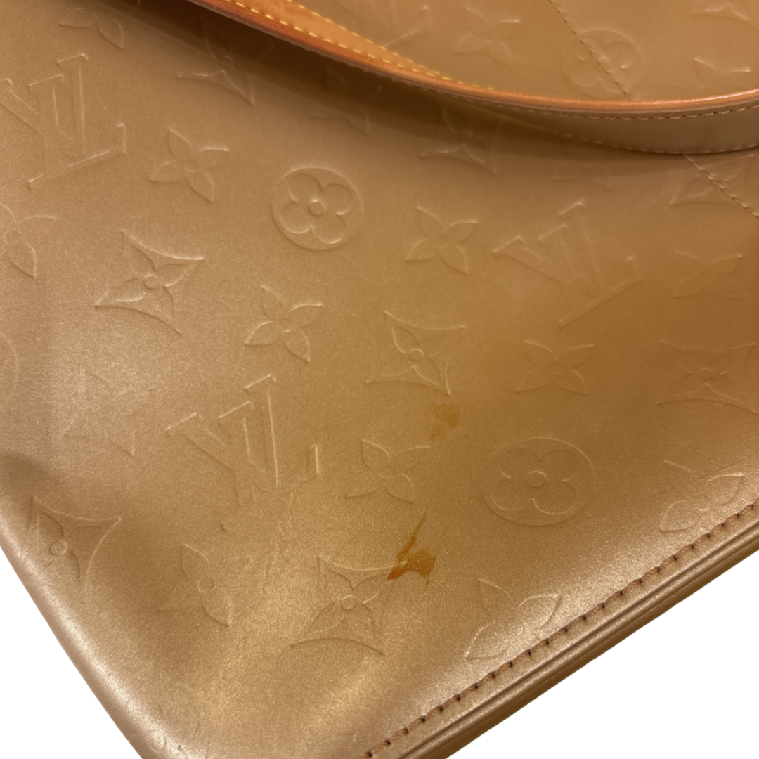 Louis Vuitton Mat Sutter Monogram Vernis, Gold, Leather, Handbag