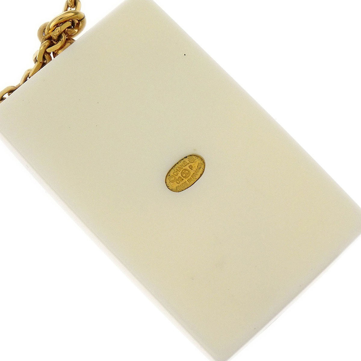 Chanel Vintage CC Rectangular Pendant Metal and Resin, Gold, Gold Plated, Necklace