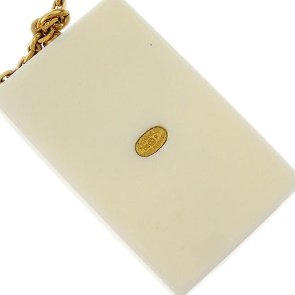 Chanel Vintage CC Rectangular Pendant Metal and Resin, Gold, Gold Plated, Necklace