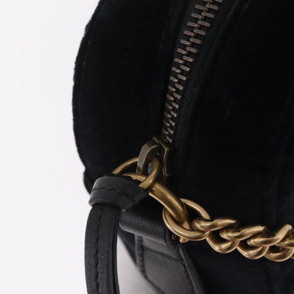 Gucci GG Marmont Crystal Embellished Matelasse Velvet, Black, Velvet, Shoulder Bag