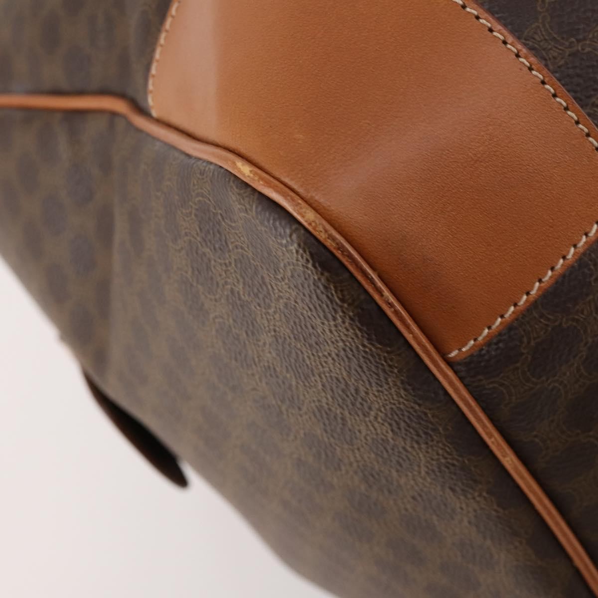 Celine Vintage Duffle Canvas and Leather, Brown, Canvas, Travel Bag