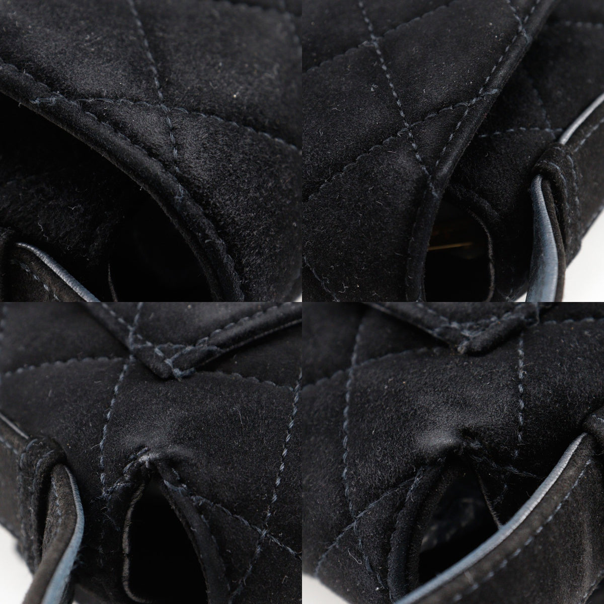 Chanel Vintage Flap Quilted Suede, Black, Suede, Shoulder Bag